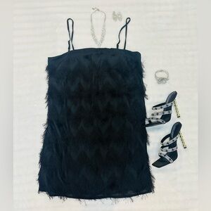 Vine & Love Elegant Black Dress with Fringe